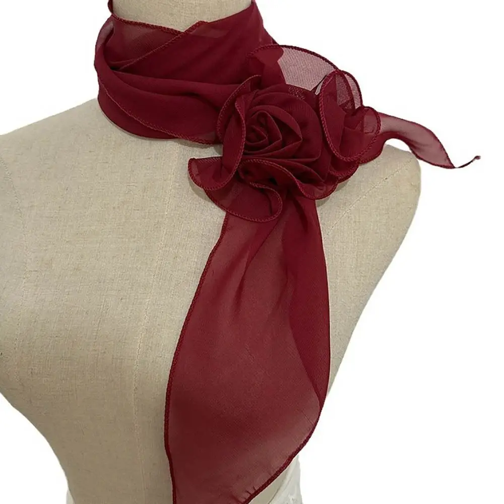 

Stylish Flower Chiffon Scarf Elegant Detachable Floral Scarf Shawl Versatile Neckerchief Women