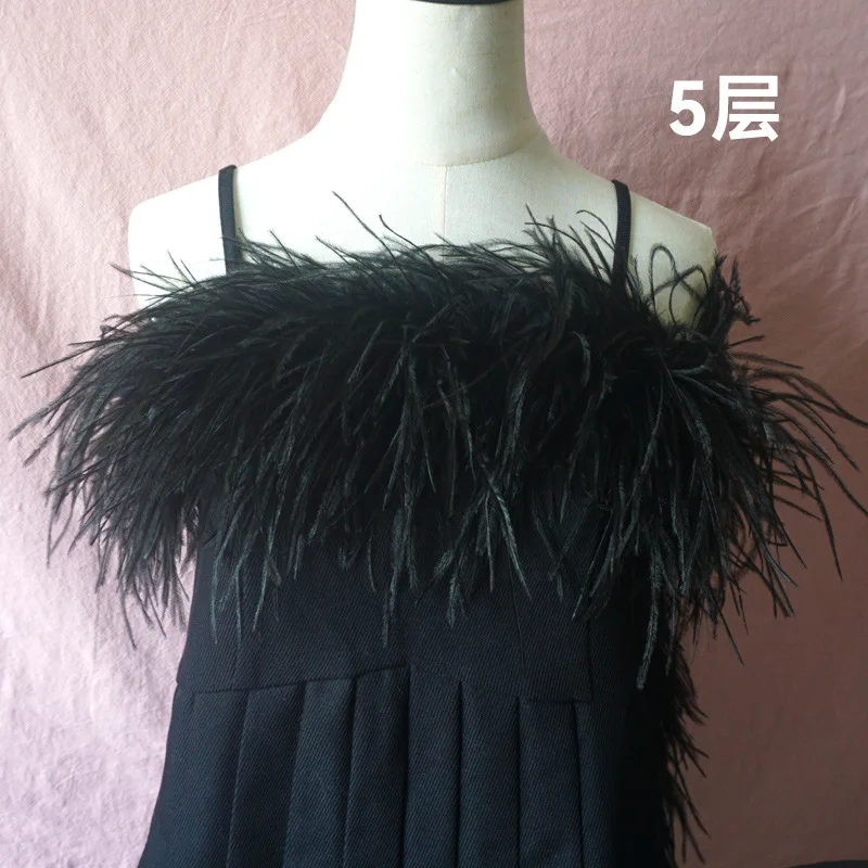 2 Meters Ostrich Feathers Boa Craft Accessories Plumas 6Ply Dress for Wedding Diy Feather Supplies Decoration the Table Crafts