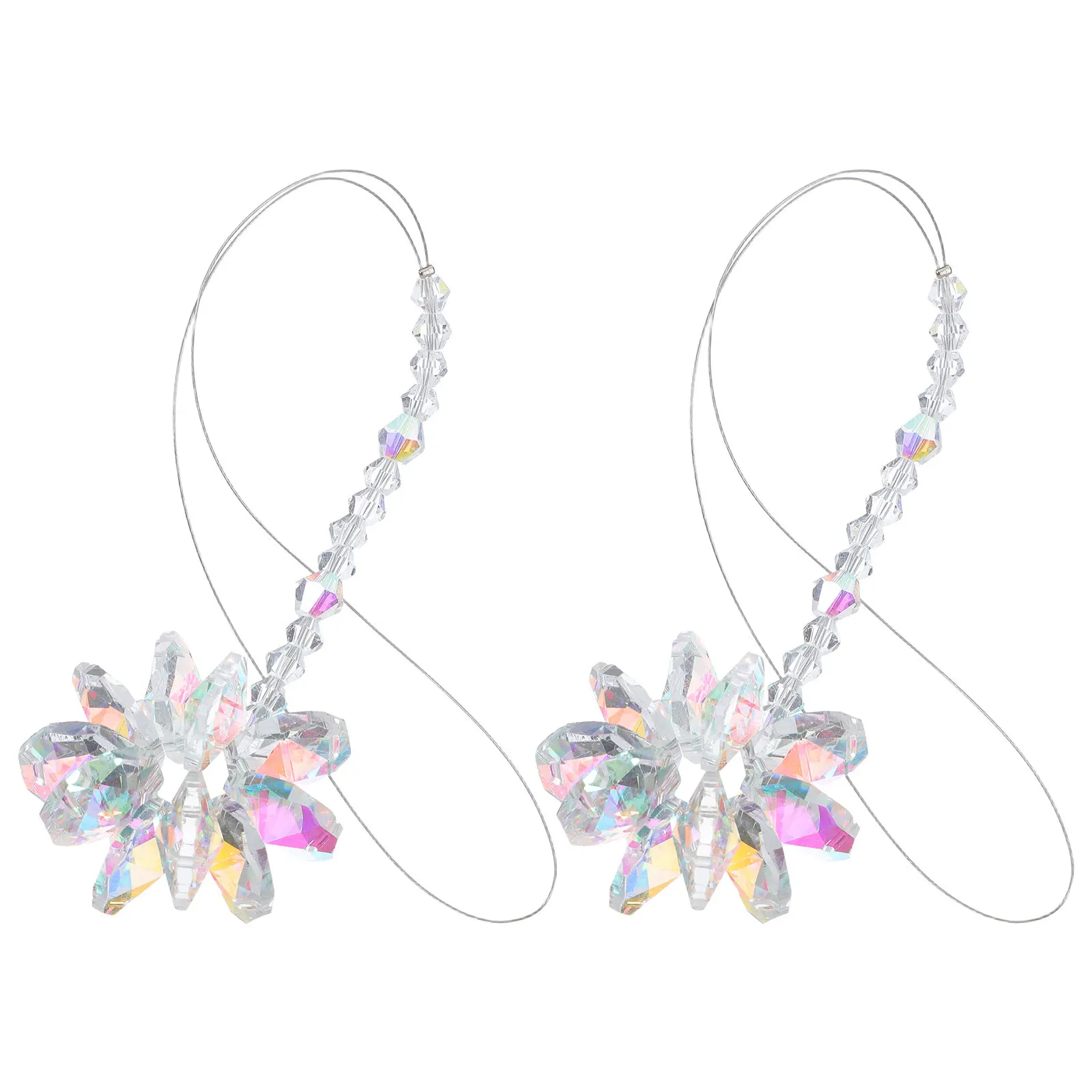 2Pcs Crystal Sun Catcher Prism Hanging Window Decoration Flower Pendant Sparkle Light Reflector for Indoor Window Sunlight