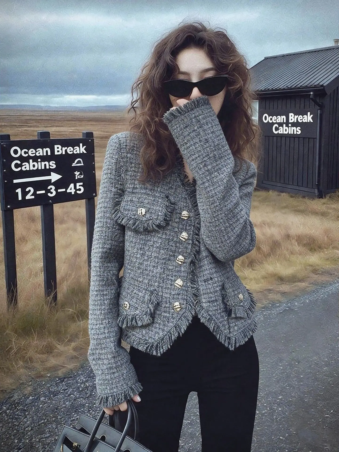 

Женский твидовый жакет с бахромой, весенняя новинка, модный, стройнящий, универсальный топ с высокой талией, корейская версия, длинный рукав