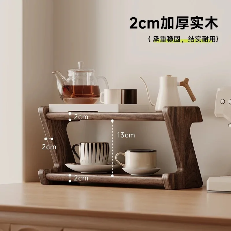

Black walnut shelf simple and creative solid wood teacup rack dresser cosmetic storage rack desktop storage rack