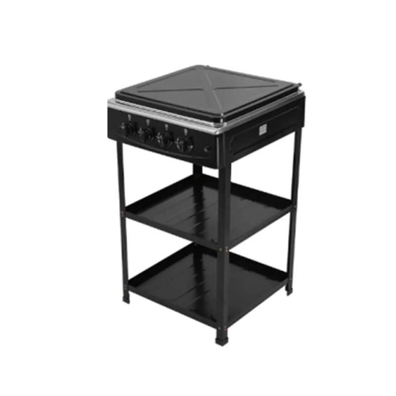 Commercial Smokeless Gas Cooking Stove Outdoor Kitchen Free Standing Stove 4 Burner Gas Cooktops