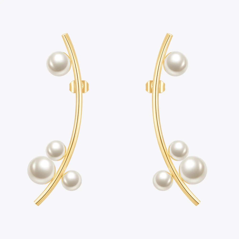 

Enfashion Aretes Hanging Imitation Pearls Stud Earrings Gold Color Stainless Steel Earrings For Women's Fashion Jewelry E241550