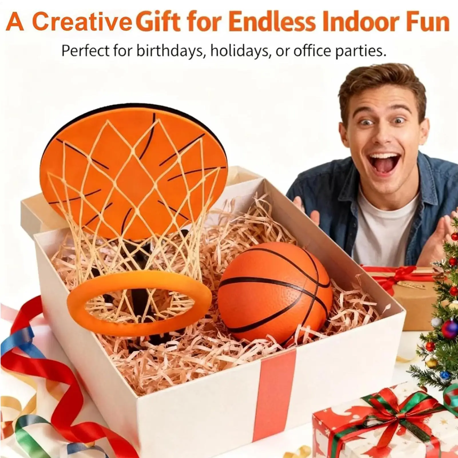 Cerceau de basket-ball d'intérieur suspendu pliable, Design peu encombrant avec filet et balle, jeu de sport amusant pour la maison, la chambre à coucher, le salon