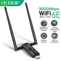 EDUP WiFi 6E Wireless Network Card 3000Mbps USB 3.0 WiFi Adapter Tri-Band 2.4G 5G 6G High Gain Antenna Wifi Receiver Dongle