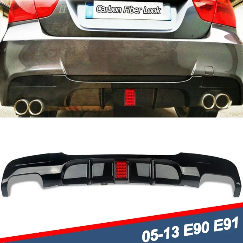 Rear Bumper Spoiler Lip  with Led for Bmw  3 Series E90 318i 320i 328i 330i 335i 340i Diffuser with Brake Light 2005-2012