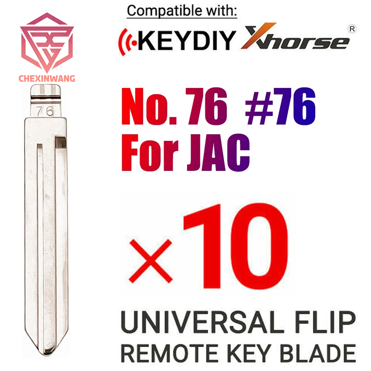 

10Pcs/Lot Flip Remote Key Blade No.76 Blank #76 Best Qualit Uncut Replacement Car Key for JAC HEYUE TONGYUE J6 J3 Flip