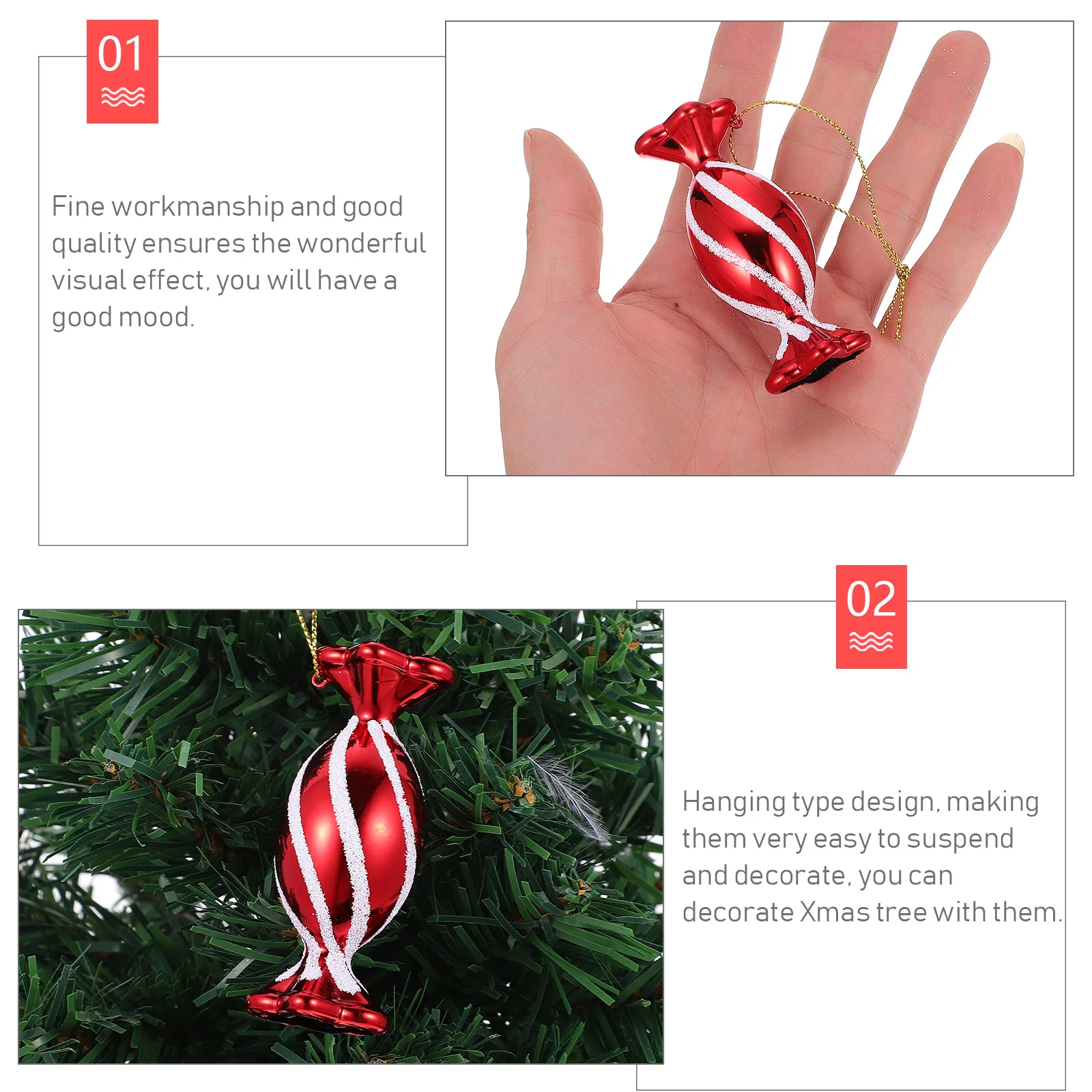 

30pcs Candy Shape Decor Lovely Christmas Plastic Festival Hanging Xmas Tree Pendant Jewelry Making Accessories
