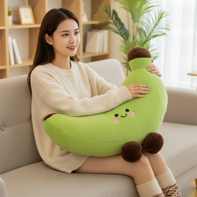 Cute Banana Plush Toys Stuffed Animal Long Body Pillow Hugging Sleeping Leg Support Soft Doll for Kids Girls Bedroom Sofa Gift