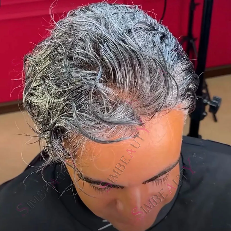 

1B80 1B65 Серый Черный Натуральная Линия Волос Мужской Парик Супер Прочный Микрокожа Тонкий Коричневый Блондин Человеческие Волосы Мужской Парик Капиллярный Протез