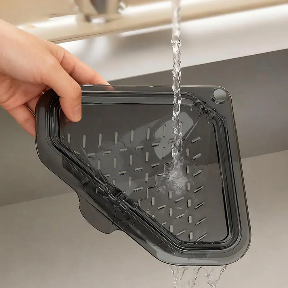 Magnetic Sink Strainer Triangle Drain Basket Food Catcher Kitchen Scrap Filter Vegetable Fruit Waste Drainage Corner Basket