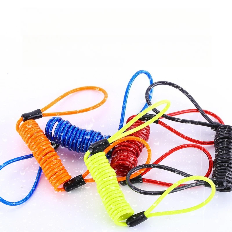 Helmet Motorcycle Disc Brake Lock, Anti-theft Spring Reminder Rope Creative Travel Wire Rope Waterproof Portable Alarm