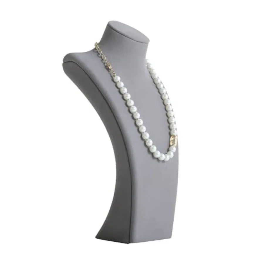 

Серый органайзер для хранения ожерелья на продажу, бархатный держатель для ожерелья, подставка для ювелирных изделий, подставка для бюста, ювелирный манекен для счетчика