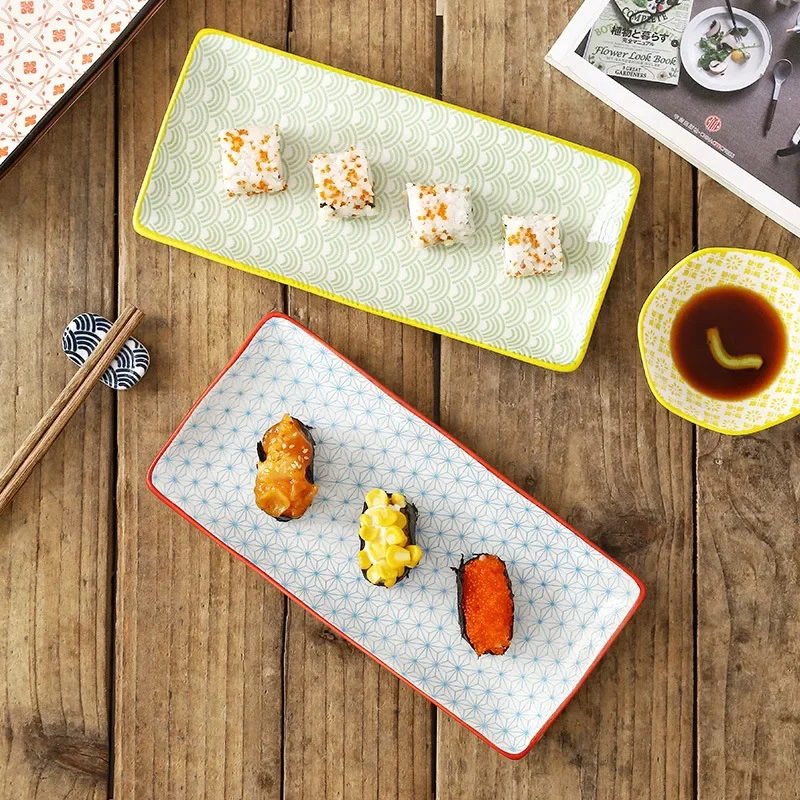 Creative Nordic Style Ceramic Tableware Restaurant Rectangular Sushi Fruit Plate Household Snacks Shallow Flat Main Course Plate