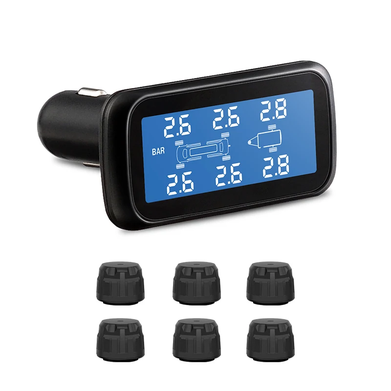 Factory Direct Selling Wireless Radio Frequency Truck Universal 6 Wheel Tire Pressure Monitoring System Cigarette Lighter Style