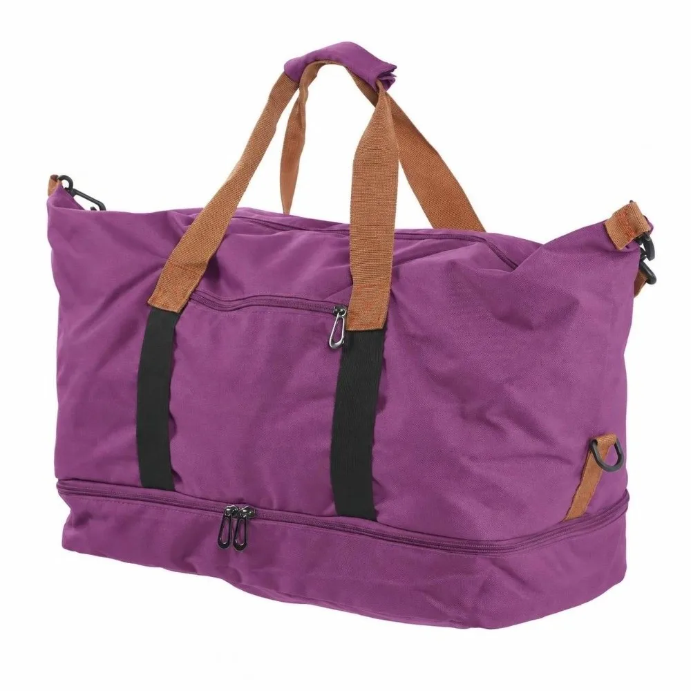 Portable Dry Wet Separated Travel Duffel Bag Oxford Cloth Adjustable Strap Gym Case Personal Item Pouch Weekend Trip