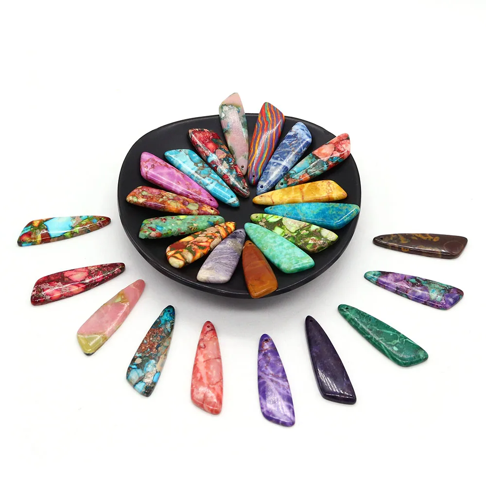 

Vintage Natural Semi-Precious Stone Pendant 13x45mm Polished Imperial Stone Single-Hole Loose Bead Handmade Jewelry Components