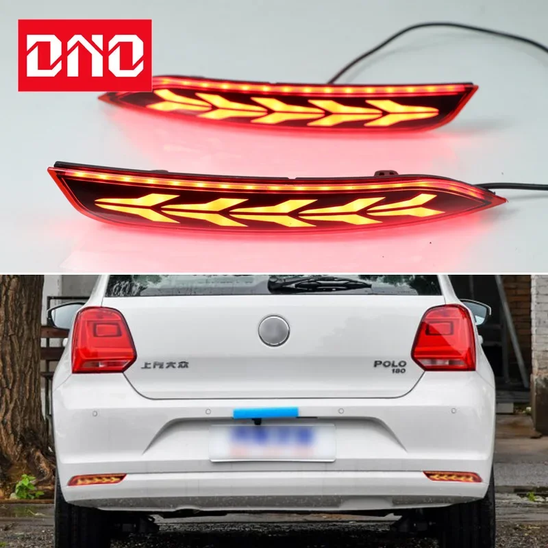 Car LED Rear Bumper Lamps For VW Volkswagen polo 2014-2018 Brake Light Turn Signal Backup Reflector Lamp Reverse Fog Taillights