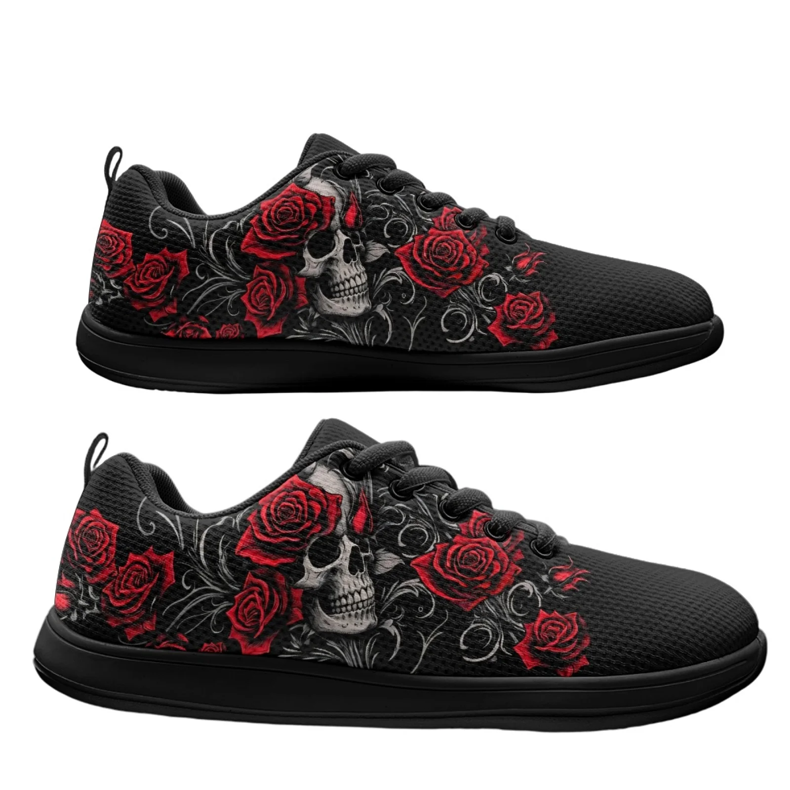 PENSTROLL Skull Rose Non Slip Men's Walking Shoes Barefoot Shoes for Mens Breathable Men Flat Running Shoes