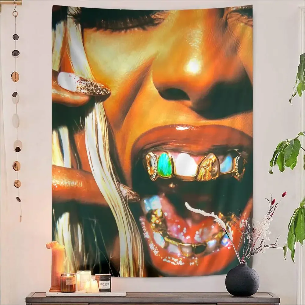 Victoria Monet Jaguar II Singer Anime Tapestry Hanging Tarot Hippie Wall Rugs Dorm Wall Hanging Sheets