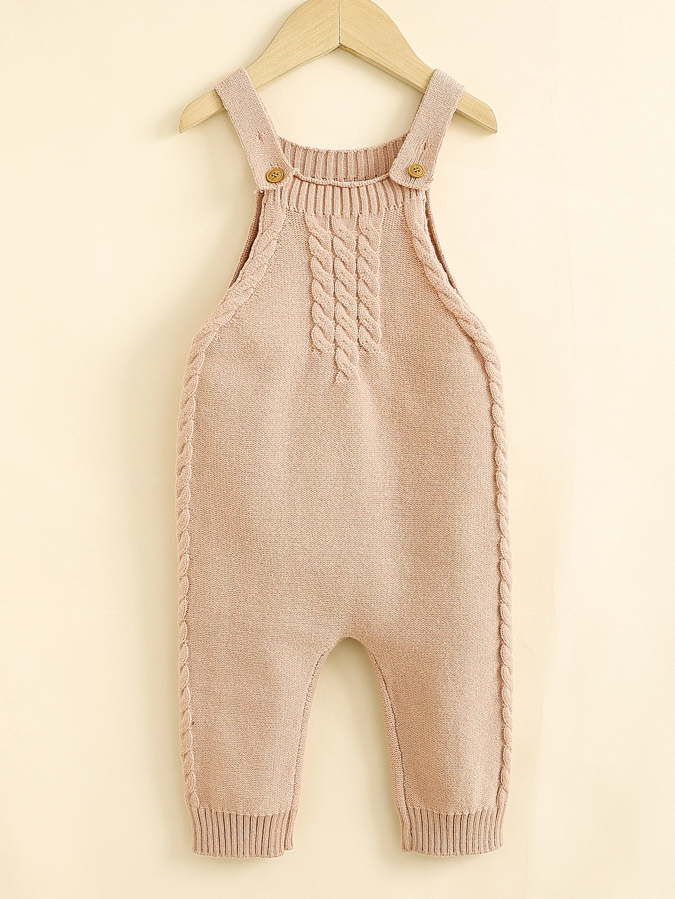 

Детский вязаный комбинезон-сарафан нежно-розового цвета в винтажном стиле, мягкий и удобный ромпер для младенцев с бретелями