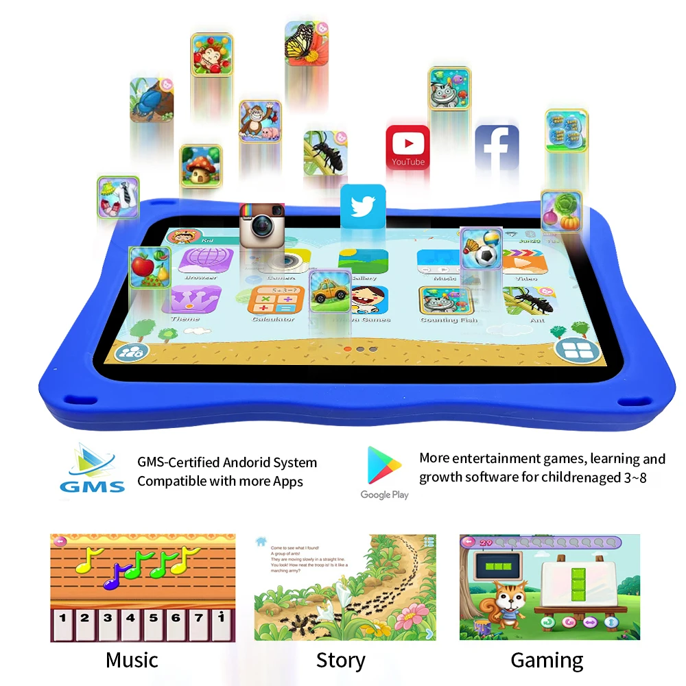 BDF-Tablet für Kinder, 7-Zoll-Android 11-System, 32 GB WiFi, Bluetooth, Dual-Kamera, pädagogische Software, installiert mit Proof Case – Detail 11