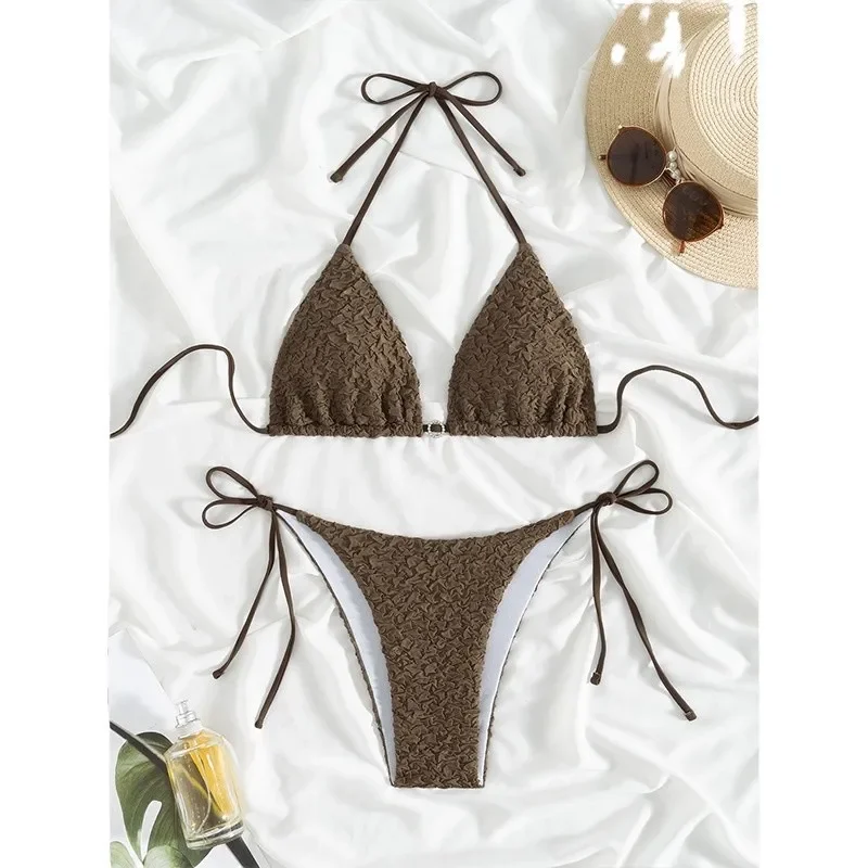 

Sexy Brown Micro Bikini 2025 Women Swimsuit Holiday Swimwear Thong Bikinis Set Brazilian Beach Wear Bathing Suit Strings Biquini