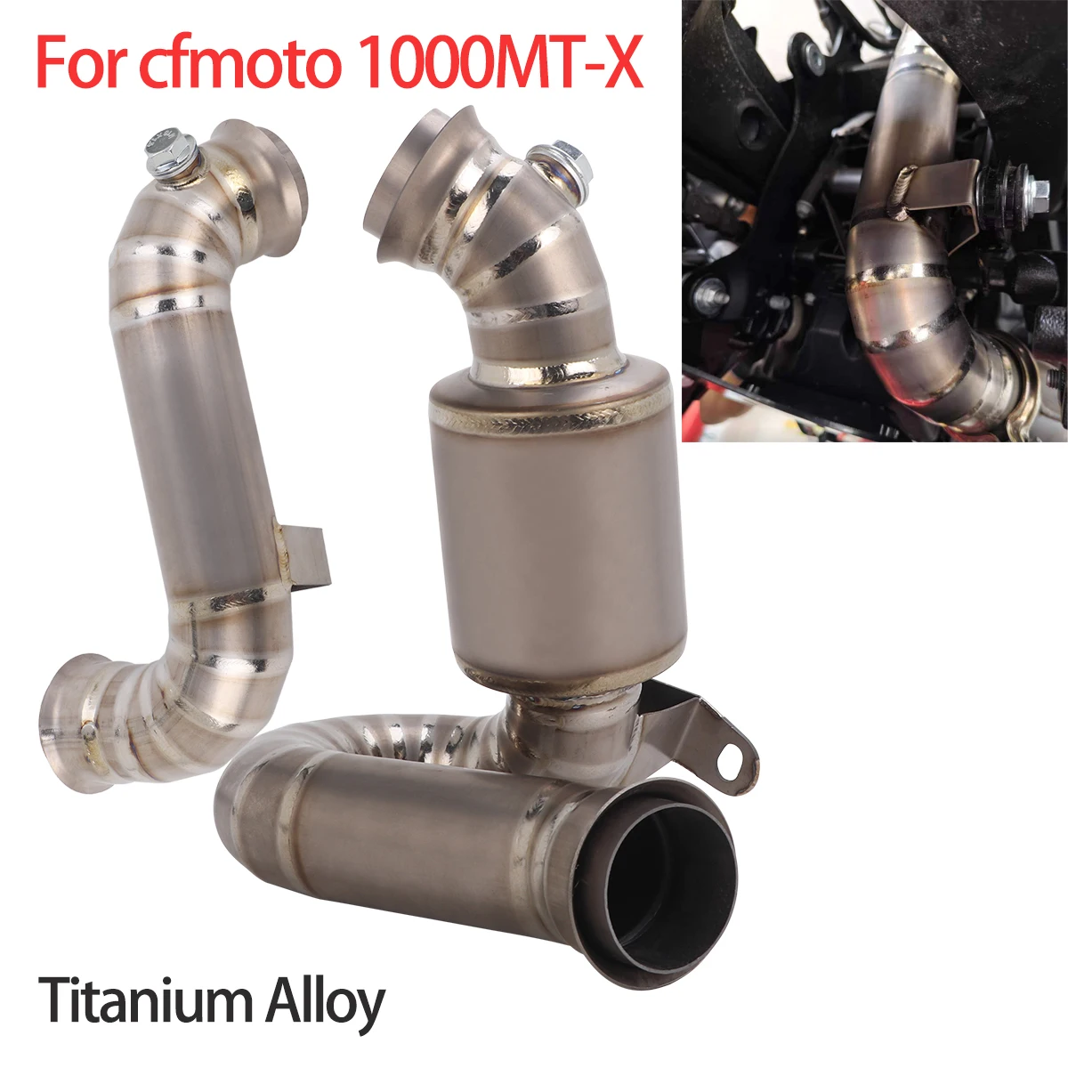 Auspuff-Mittelrohr für CFMOTO 1000MTX Moto Escape, Mittelrohr aus Titanlegierung, ersetzt den Original-Katalysator, 1000 MT-X Auspuff