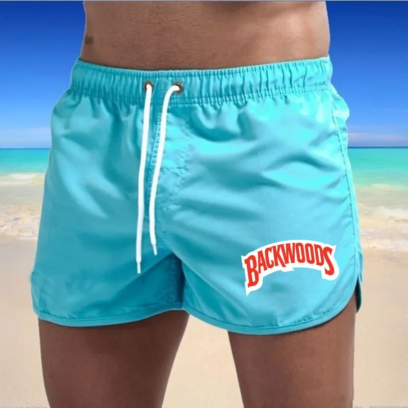 

Men's Beach Trunks Summer Swim Gym Pants Quick Drying Swimming Surf Ventilate Drawstring Fashion Casual Short 2025