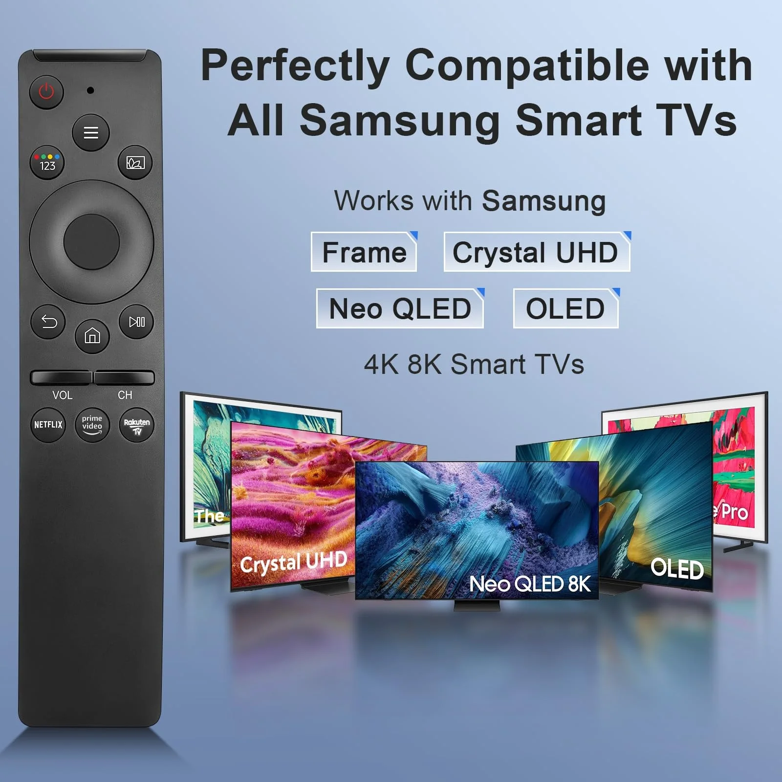 for Samsung TV Remote Control, Universal Compatible with All Samsung Crystal UHD, Frame, QLED, OLED, Neo QLED Smart TV(NO Voice)