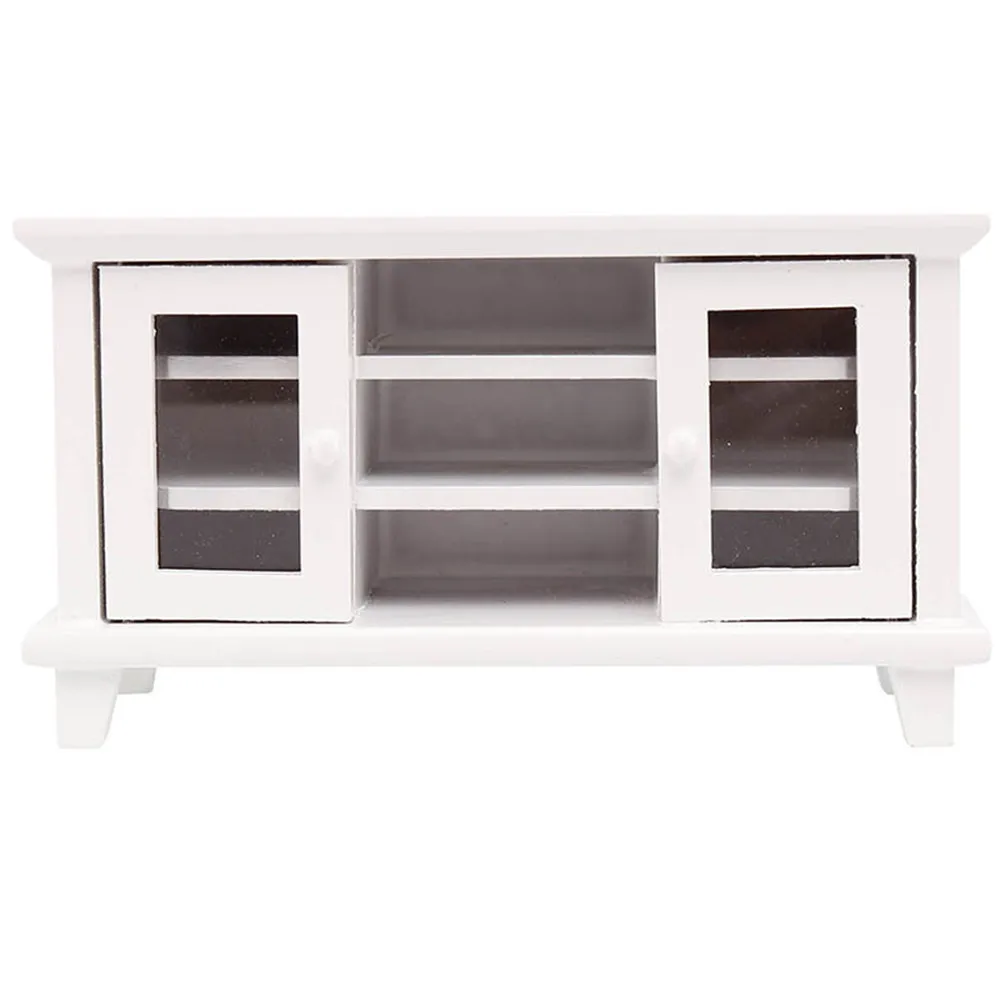 

Миниатюрная тумба под телевизор для декора кукольного домика: современный минималистичный стиль, компактный размер, деревянная мини-мебель для интерьеров крошечных домов