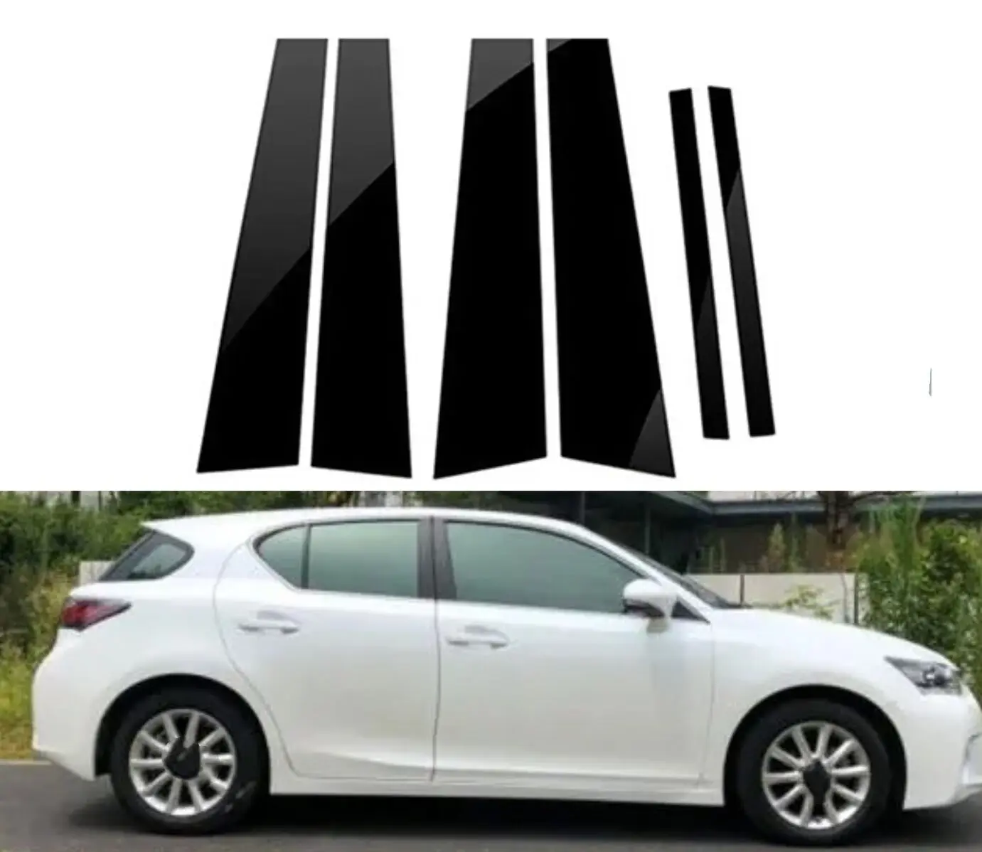 

For Lexus CT200h CT 200 200h 2011- 2020 6PCS Polished Pillar Posts Window Door Column B C Pillar Post Cover Trim