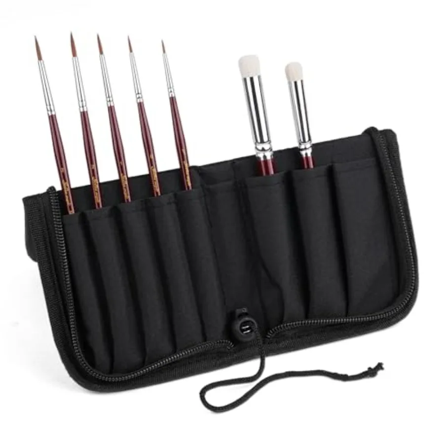 

Kolinsky Sable Miniature Paint Brushes - 7pcs Detail Paint Brushes Drybrushes for Acrylic Watercolor, Small Fine Detail Paint B