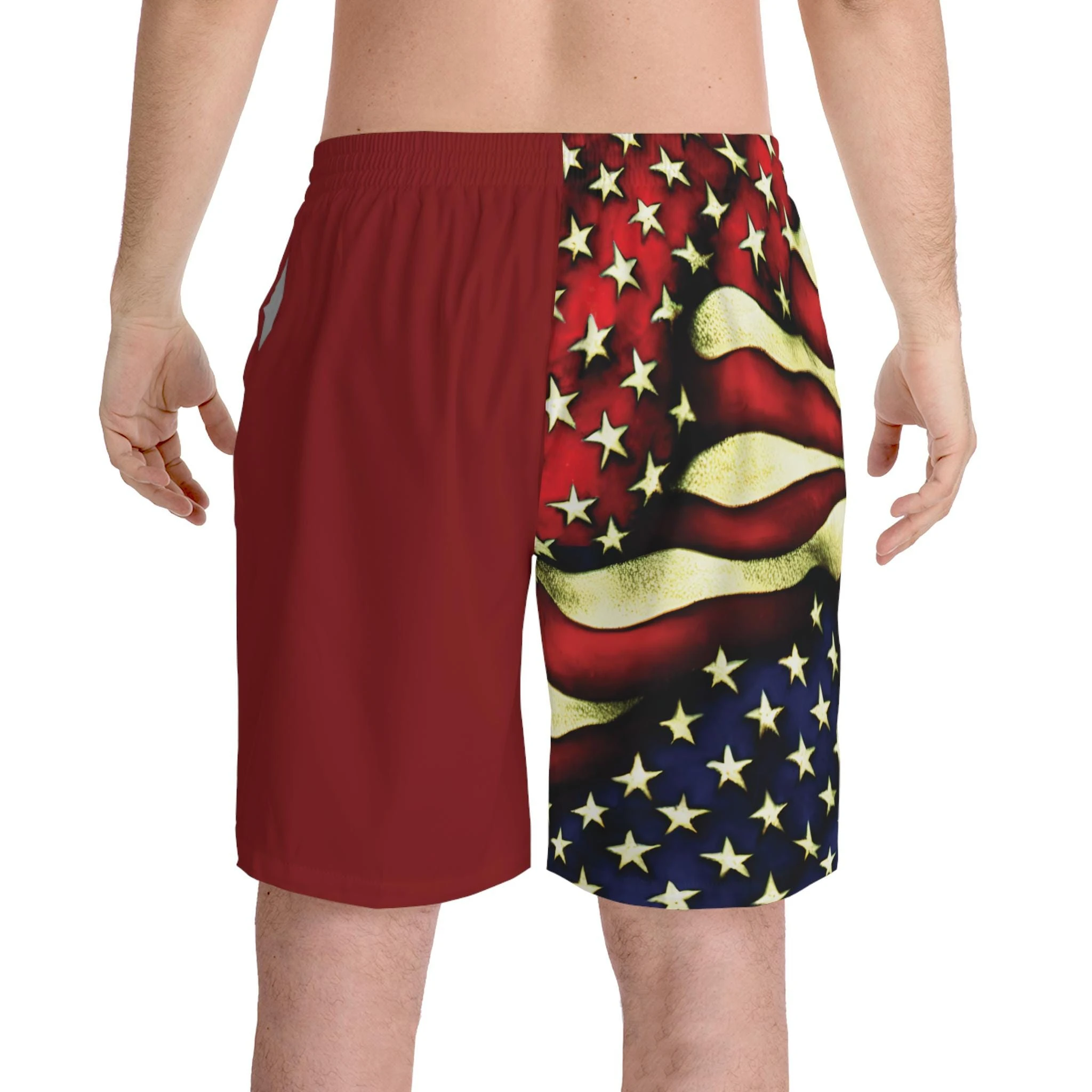 Distressed American Style Flag Style Print Beach Shorts | Swim Trunks Fashion Casual Short Pants Suitable Daily Training Wear