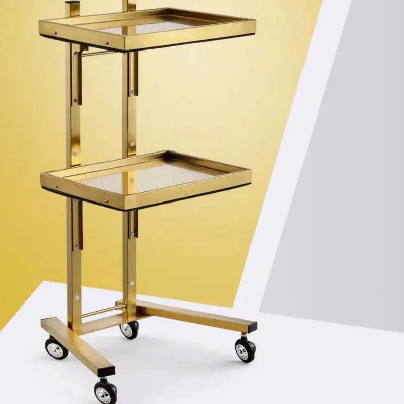 Stainless Steel Folding Salon Trolley Mobile Tool Cart with Drawers for Beauty Barber Shops Durable Perm Dyeing