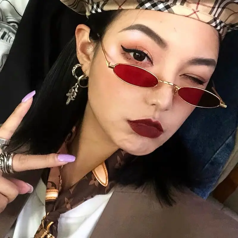 

Hip-hop Red Retro Oval Glasses Men's Personality High-grade Sunglasses Summer Women's Driving Sun Glasses Outdoor Sports MJ0720
