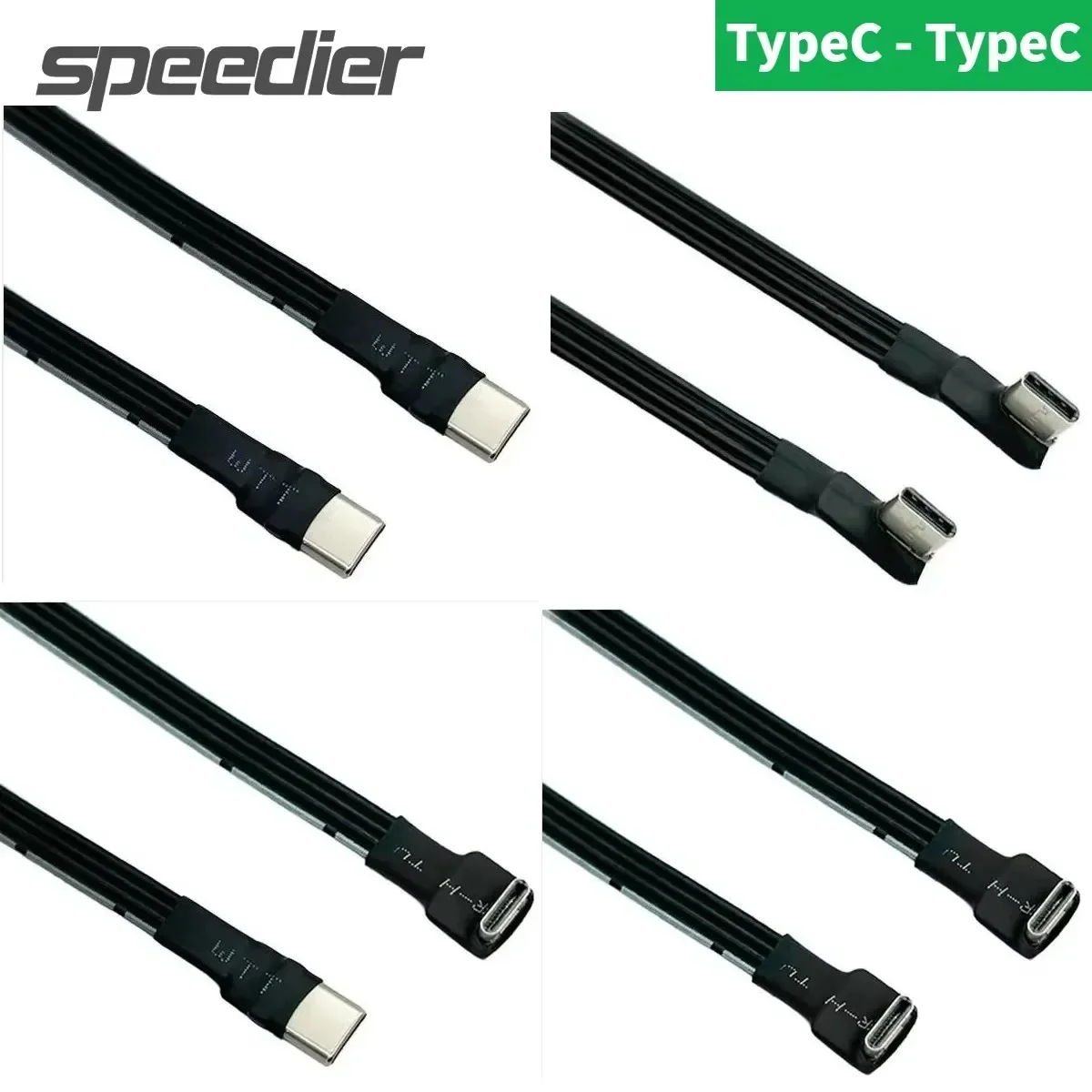 30CM 20CM 10CM 5CM USB 2.0 Type-C Flat Ribbon Cable Extension FPC FPV Band Cables USB C 2.0 USB-C 90° Up/Down Angled Plug 5CM-1M