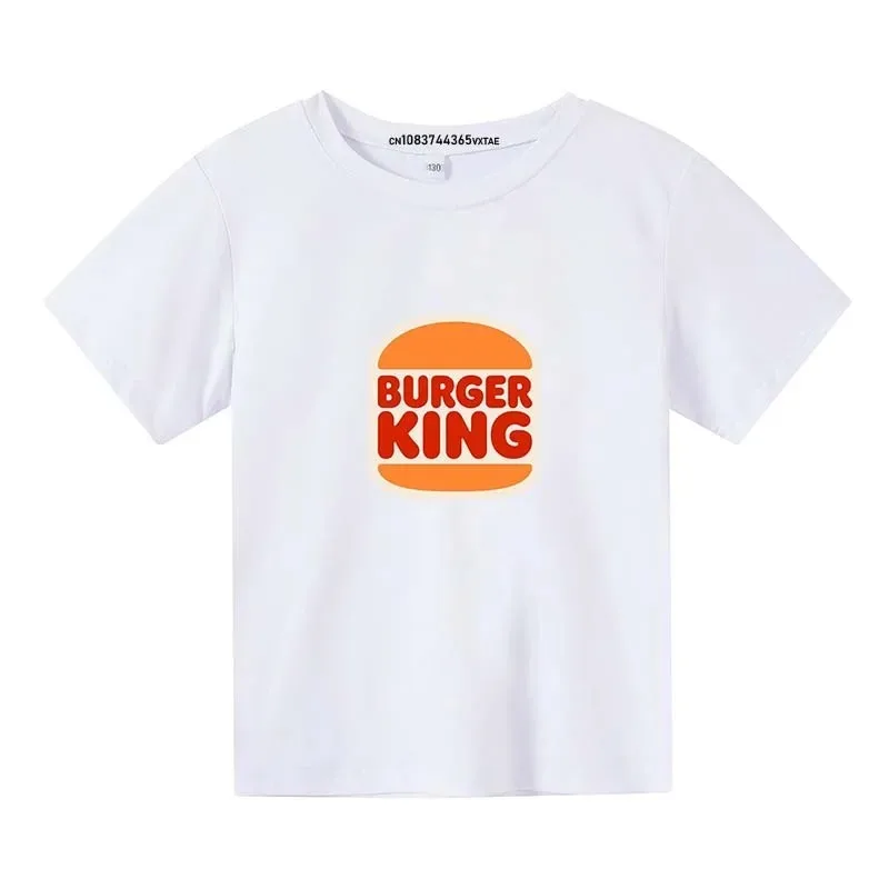 Burger King Print Kids Summer Leisure magliette a maniche corte traspiranti quotidiane 3-13 anni ragazzi ragazze Streetwear Tess bambini top