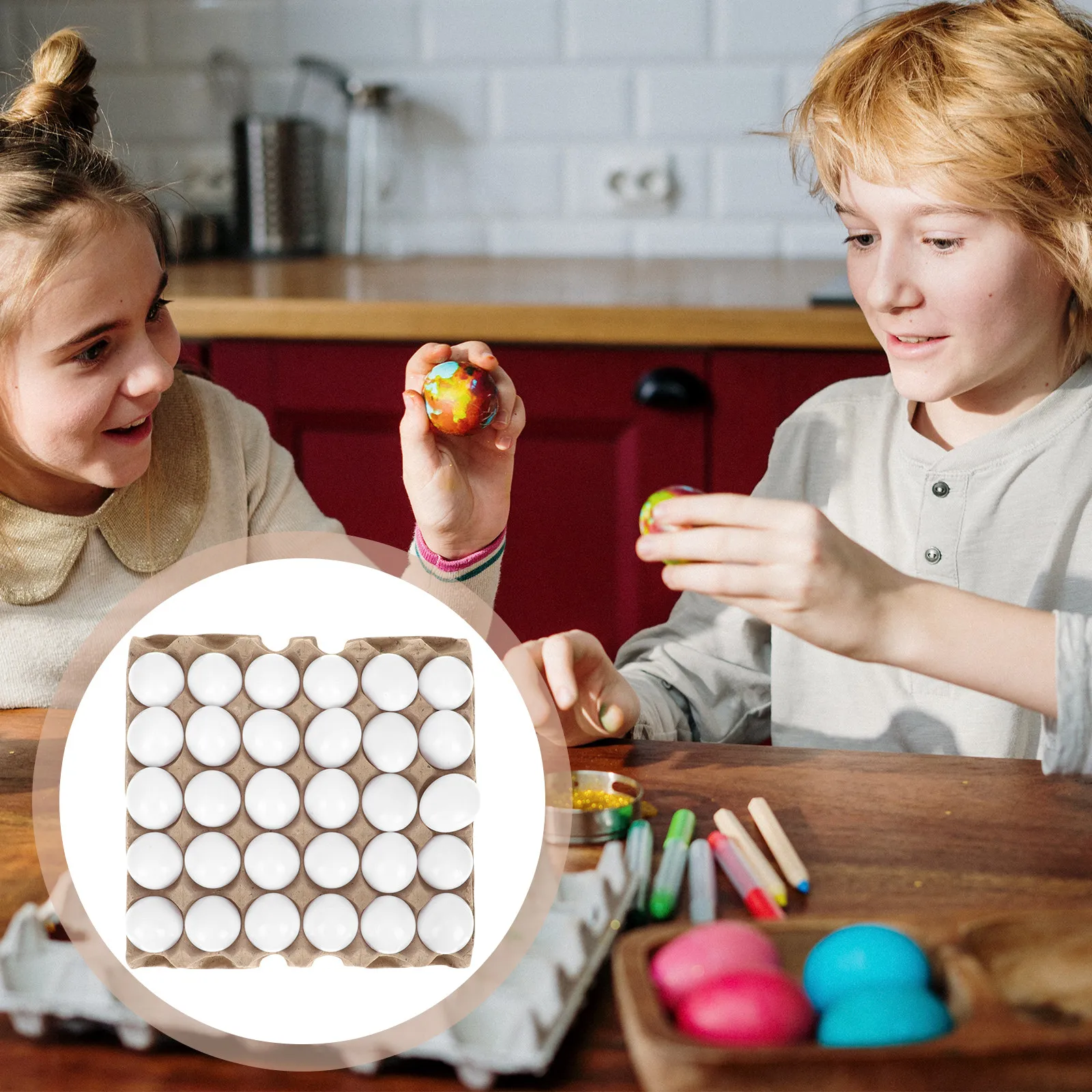 1Set Fake Craft Egg Plastic Graffiti Blank Egg Stress Relief Prop for Kids Festival Decoration Fake Eggs Graffiti Model