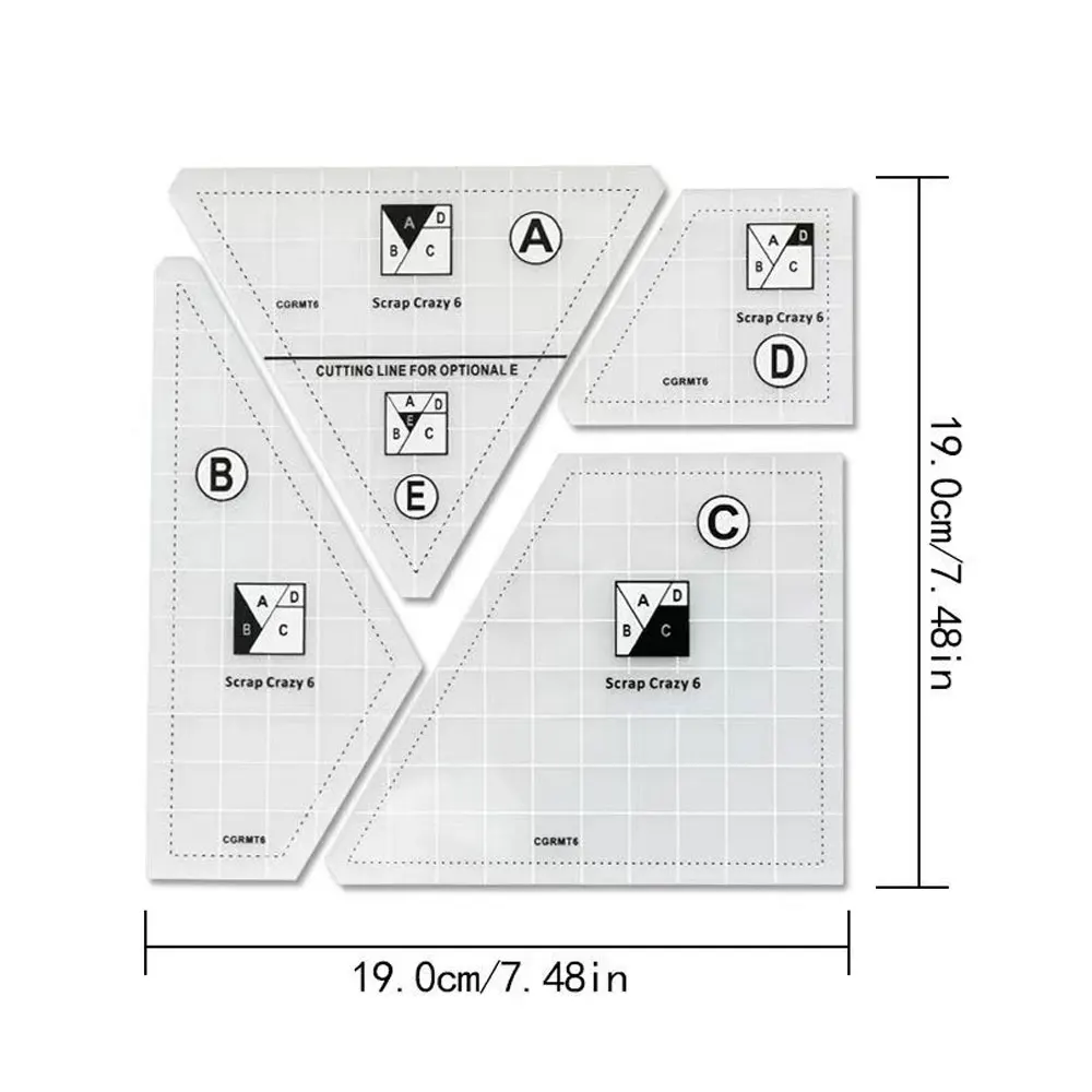 Transparent Acrylic Patchwork Template Plastic Sewing Tailor Rulers Set Professional School Office Study Drawing Ruler