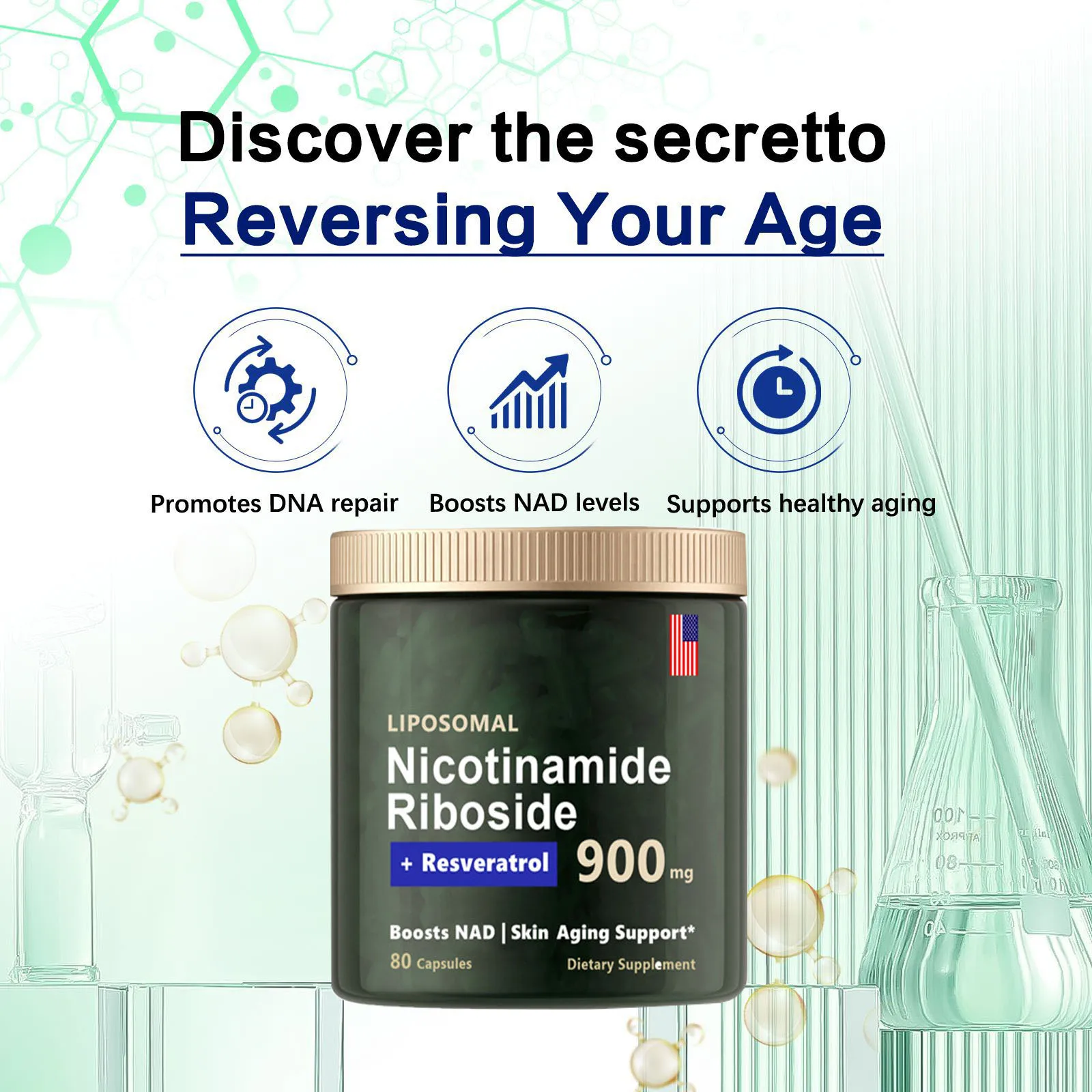 

80 capsules Nad Supplements Anti-aging Cell Booster Booster Nicotinamide Natural Energy & Cellular