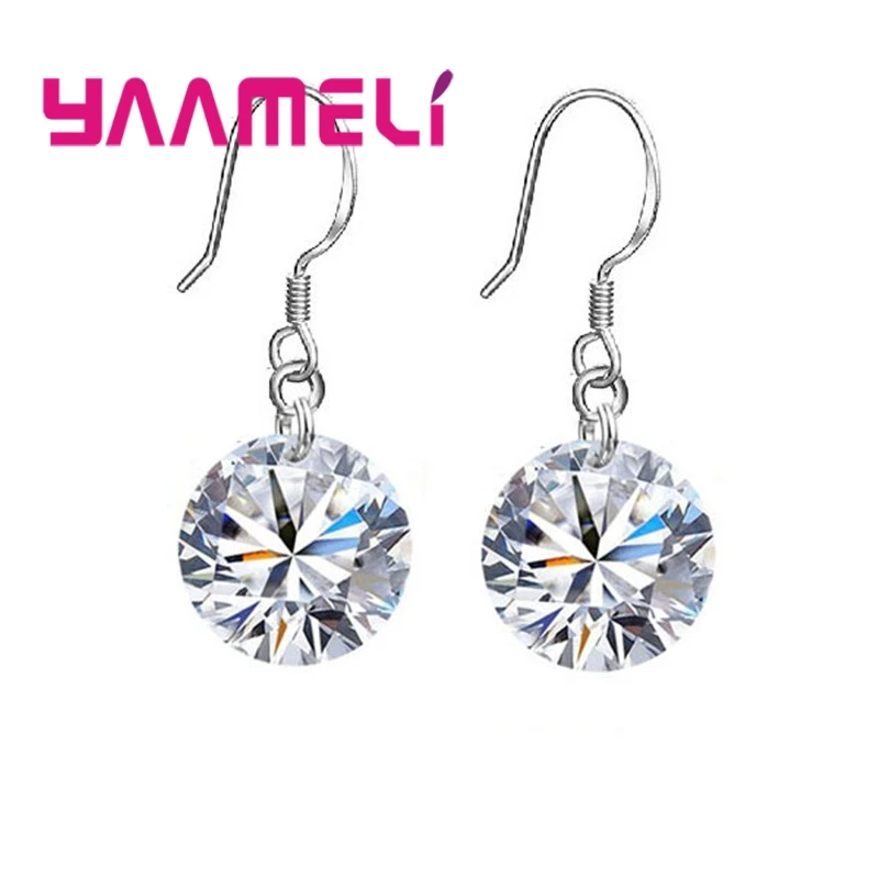 Bulk Sale Price 8 Colors Women Girls French Hook Earrings 925 Sterling Silver 10MM CZ Crystal Ball Jewelry 925 Stamped