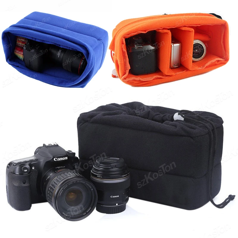 

Camera Insert Bag Waterproof Shockproof DSLR Camera Lens Insert Bag Padded Case With Drawstring