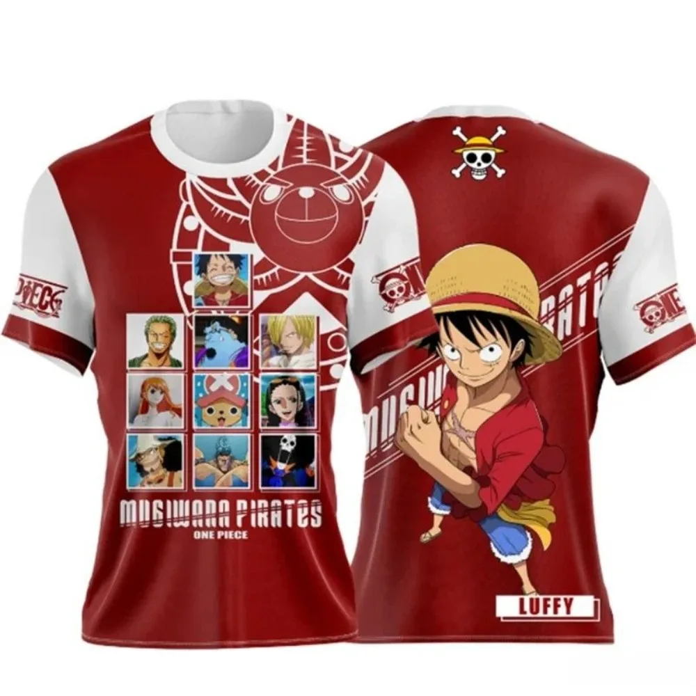 Summer One Piece Men's Breathable Casual 3d Printed T-Shirt Luffy Family Matching Classic Kids Sports Football Training Jersey