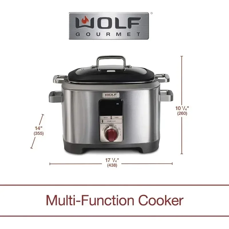 6-in-1 Multi Cooker with Temperature Probe Easy to operate Slow Cook Rice Sear Sous Vide Stainless Steel Red Knob Large capacity