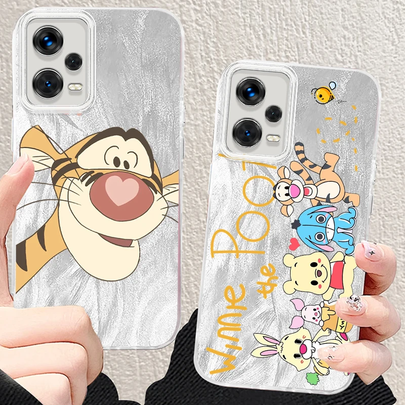 

Cute Pooh Bear Disney Tigger For Xiaomi Redmi Note 13 12 11 11S 10 10S 9 9S 8 Pro Plus Max 5G Feather Yarn Cover Phone Case