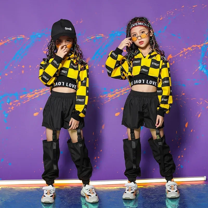 

Children Girl long Sleeve Black Yellow Hip Hop Hiphop Ds Jazz Street Dance Costumes Ballroom Wear Clothes Outfit Girl Clothes