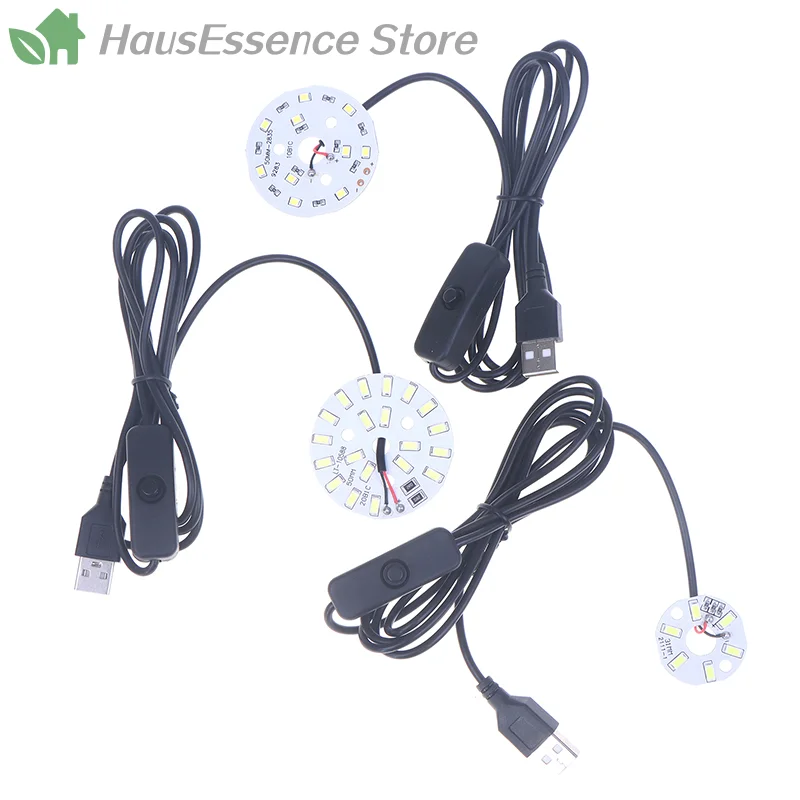 ※1Pc USB Plug DC5V LED Light Source SMD 5730/2835 LED Light Beads Ring Chip With Black 1.5M Swtich Cable 3/5/10W White