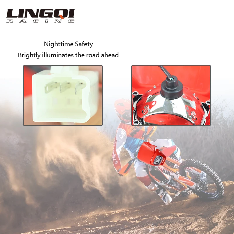 

LINGQI RACING Motocross Headlamp Mask Headlight Fairing Universal Front Lamp For Enduro Pit Dirt Bike Off Road Motorbike