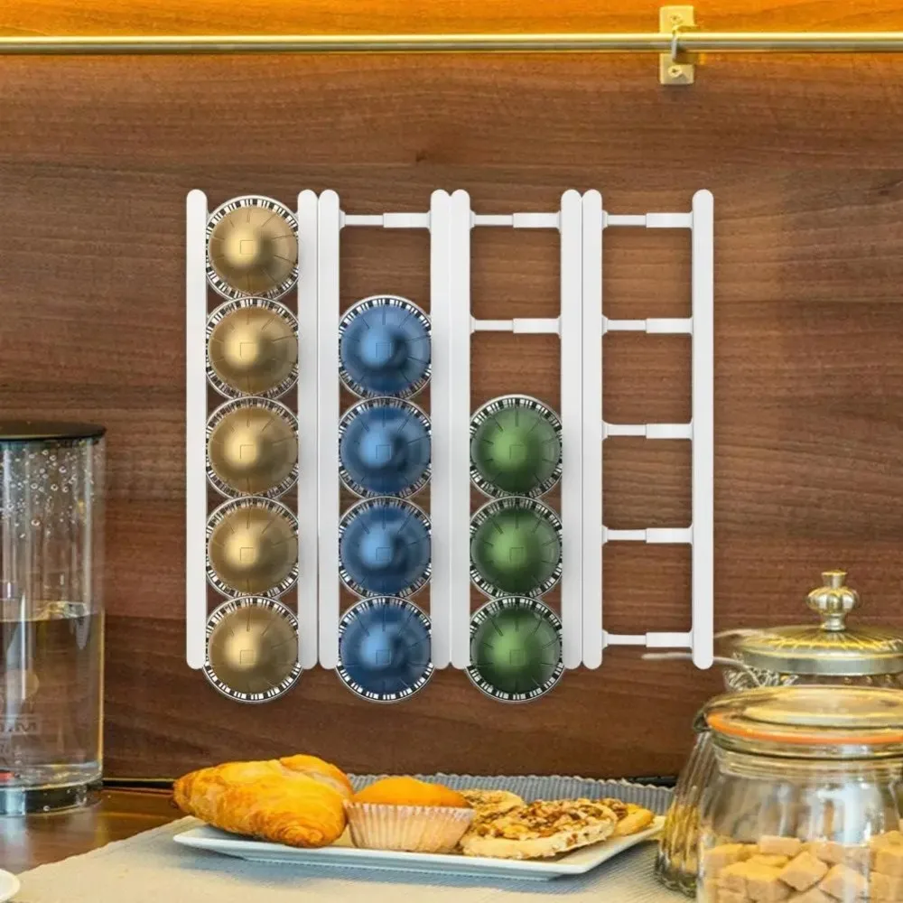 

Large Capacity Coffee Pods Holders Simple Installation Wall Mounted Adhesive Coffee Pods Holder Under Cabinet